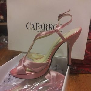 Pink satin dress heels